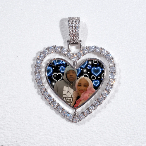 3D Spinning 2-Faced Heart Custom Picture Pendant