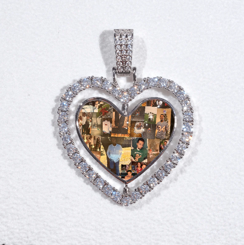 3D Spinning 2-Faced Heart Custom Picture Pendant