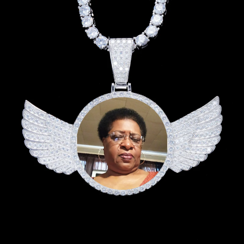 925S & VVS Moissanite 3D Wing Custom Picture Pendant
