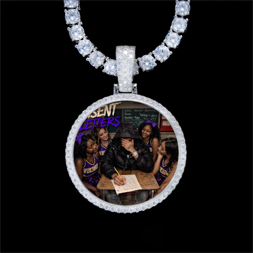 925S & VVS Moissanite 3D Circle Custom Picture Pendant