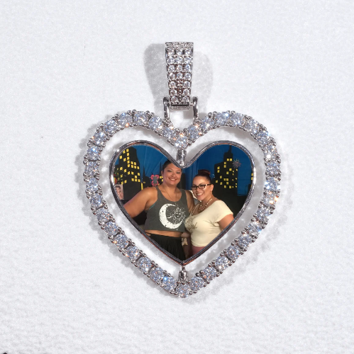 3D Spinning 2-Faced Heart Custom Picture Pendant