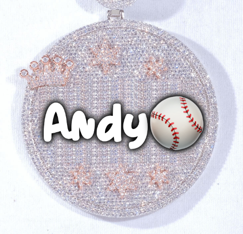 CUSTOM LETTER NECKLACE 3D BIG CROWN DISC