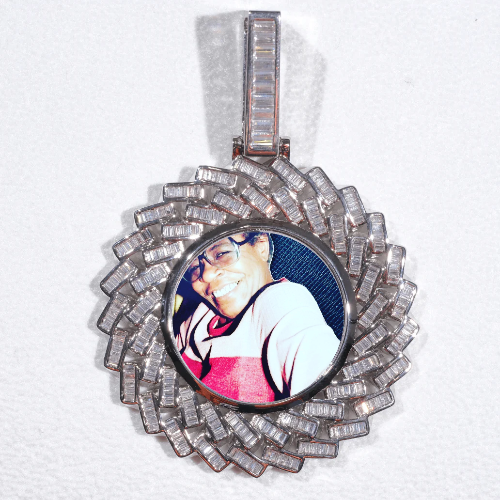 Large 3D Baguette Custom Picture Pendant