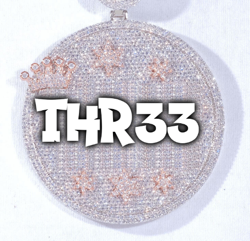 CUSTOM LETTER NECKLACE 3D BIG CROWN DISC