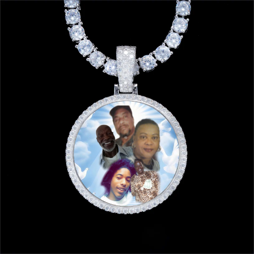 925S & VVS Moissanite 3D Circle Custom Picture Pendant