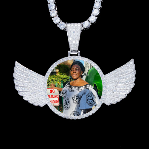 925S & VVS Moissanite 3D Wing Custom Picture Pendant