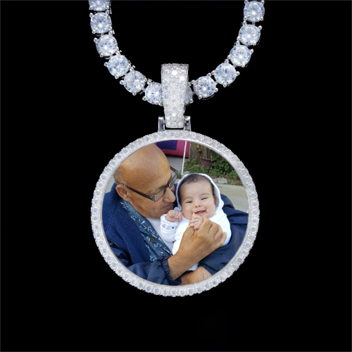 925S & VVS Moissanite 3D Circle Custom Picture Pendant