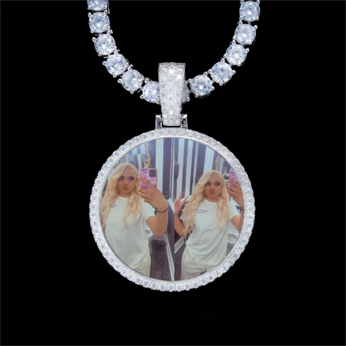925S & VVS Moissanite 3D Circle Custom Picture Pendant