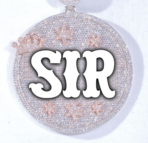 CUSTOM LETTER NECKLACE 3D BIG CROWN DISC