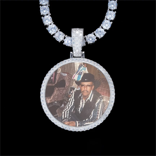 925S & VVS Moissanite 3D Circle Custom Picture Pendant