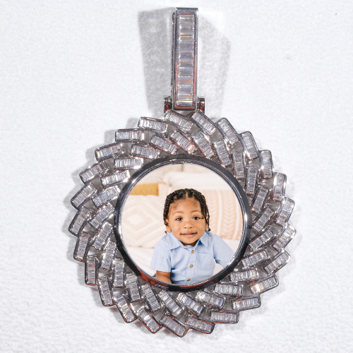 Large 3D Baguette Custom Picture Pendant