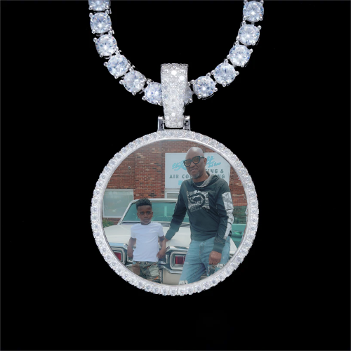 925S & VVS Moissanite 3D Circle Custom Picture Pendant