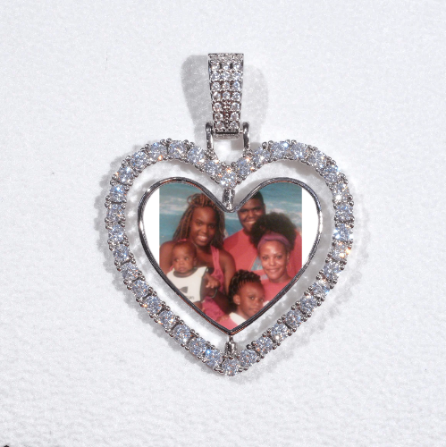 3D Spinning 2-Faced Heart Custom Picture Pendant