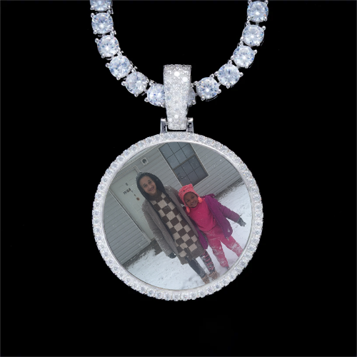 925S & VVS Moissanite 3D Circle Custom Picture Pendant