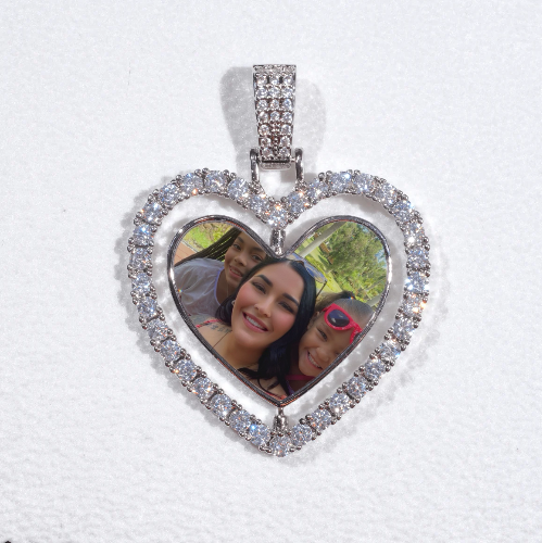 3D Spinning 2-Faced Heart Custom Picture Pendant