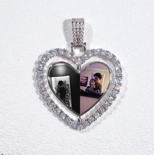 3D Spinning 2-Faced Heart Custom Picture Pendant