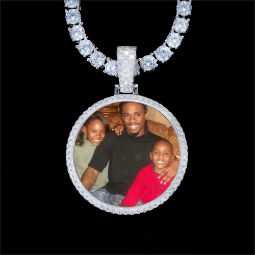 925S & VVS Moissanite 3D Circle Custom Picture Pendant