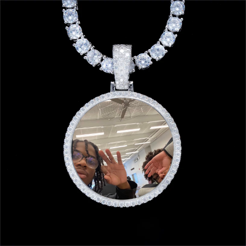 925S & VVS Moissanite 3D Circle Custom Picture Pendant