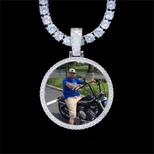 925S & VVS Moissanite 3D Circle Custom Picture Pendant