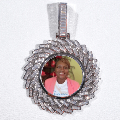 Large 3D Baguette Custom Picture Pendant
