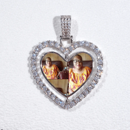 3D Spinning 2-Faced Heart Custom Picture Pendant