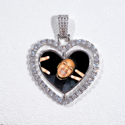3D Spinning 2-Faced Heart Custom Picture Pendant