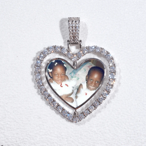 3D Spinning 2-Faced Heart Custom Picture Pendant