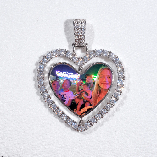 3D Spinning 2-Faced Heart Custom Picture Pendant