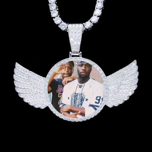 925S & VVS Moissanite 3D Wing Custom Picture Pendant