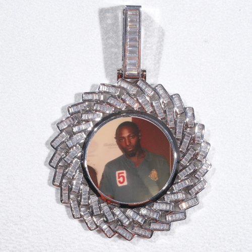Large 3D Baguette Custom Picture Pendant