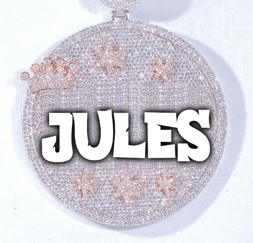 CUSTOM LETTER NECKLACE 3D BIG CROWN DISC