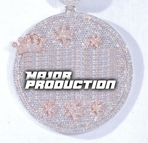 CUSTOM LETTER NECKLACE 3D BIG CROWN DISC
