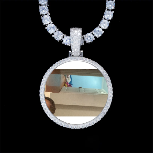 925S & VVS Moissanite 3D Circle Custom Picture Pendant