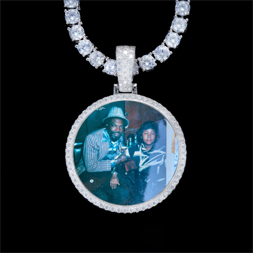 925S & VVS Moissanite 3D Circle Custom Picture Pendant