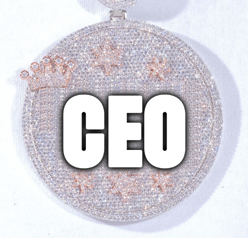 CUSTOM LETTER NECKLACE 3D BIG CROWN DISC