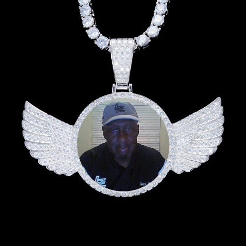 925S & VVS Moissanite 3D Wing Custom Picture Pendant