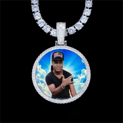 925S & VVS Moissanite 3D Circle Custom Picture Pendant