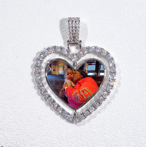 3D Spinning 2-Faced Heart Custom Picture Pendant