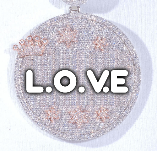 CUSTOM LETTER NECKLACE 3D BIG CROWN DISC