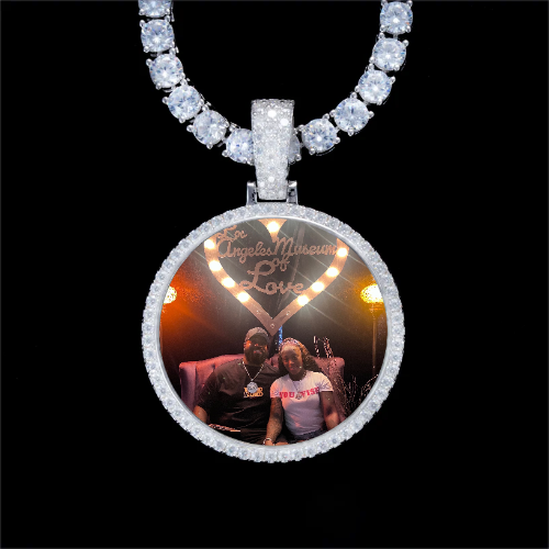 925S & VVS Moissanite 3D Circle Custom Picture Pendant