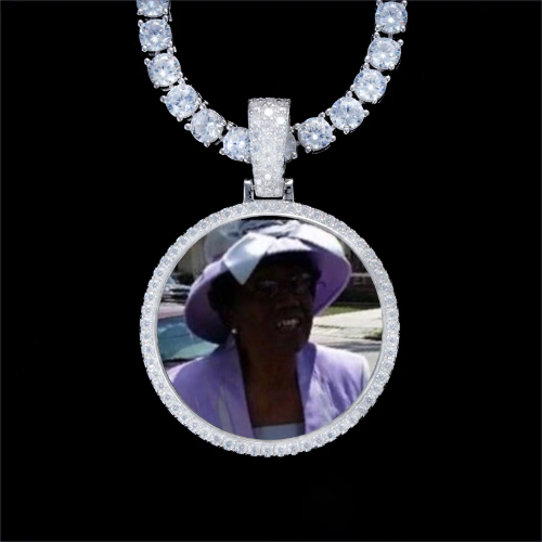 925S & VVS Moissanite 3D Circle Custom Picture Pendant