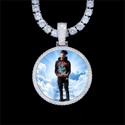 925S & VVS Moissanite 3D Circle Custom Picture Pendant