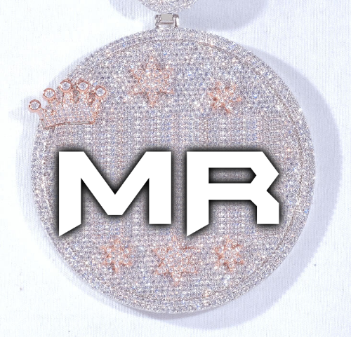 CUSTOM LETTER NECKLACE 3D BIG CROWN DISC