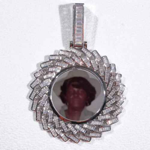Large 3D Baguette Custom Picture Pendant