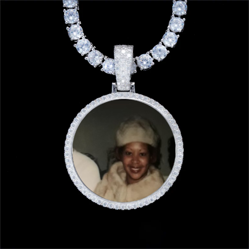 925S & VVS Moissanite 3D Circle Custom Picture Pendant