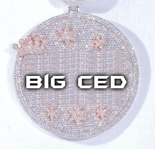 CUSTOM LETTER NECKLACE 3D BIG CROWN DISC
