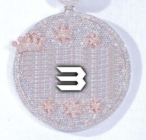 CUSTOM LETTER NECKLACE 3D BIG CROWN DISC