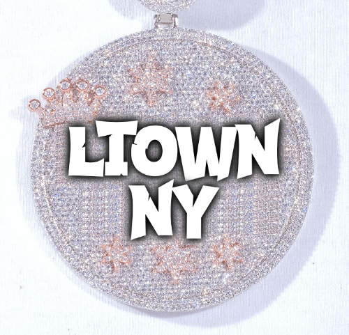 CUSTOM LETTER NECKLACE 3D BIG CROWN DISC