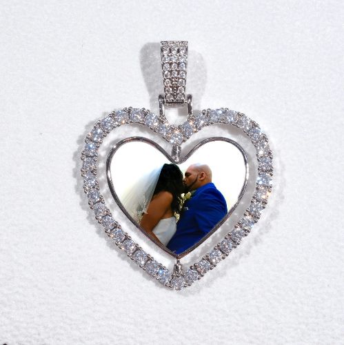 3D Spinning 2-Faced Heart Custom Picture Pendant