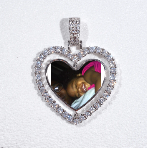 3D Spinning 2-Faced Heart Custom Picture Pendant
